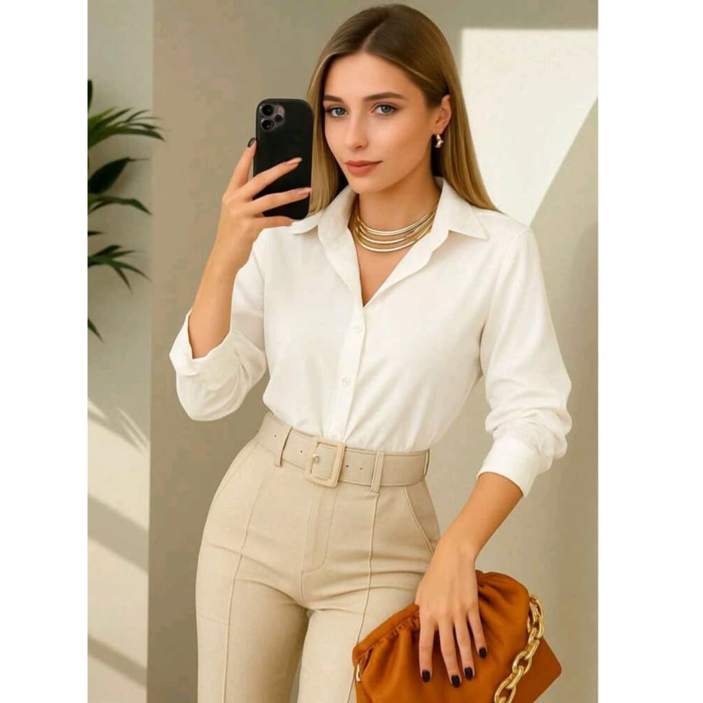 Camisa Social Manga Longa Liso Com Botoes Confortavel Versatil Envio imediato