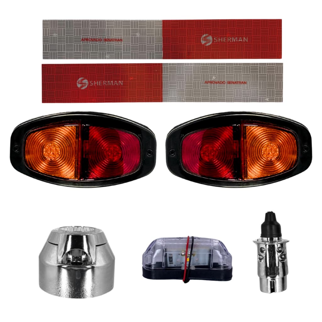 Kit Elétrico Completo para Carretinha e Reboque Instalação de Lanternas para Engate