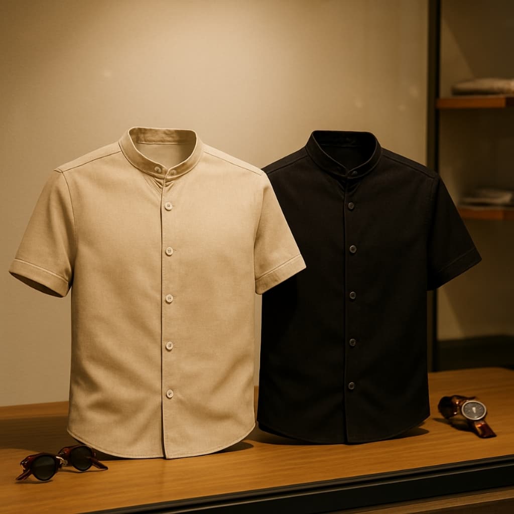Kit 2 Camisas Masculinas Casual Manga Curta Gola Padre Social Linho Leve