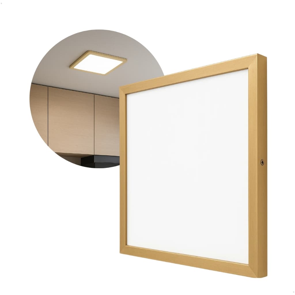 Luminária LED Quadrada de Sobrepor 18W 6500K Dourada