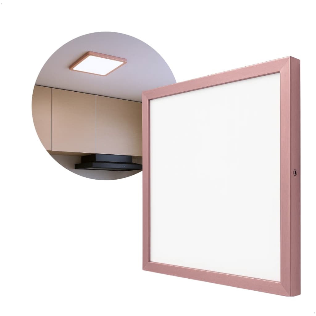 Luminária Led Quadrada De Sobrepor 18w 6500k Rose Gold - Branco Frio