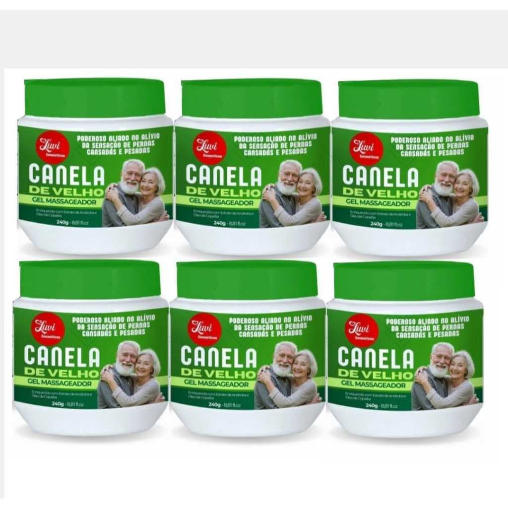 Kit com 6 gel massageador canela de velho para dores 240g. PRODUTO NOVO! LOJA COM MAIS DE 21 MIL VENDAS!!