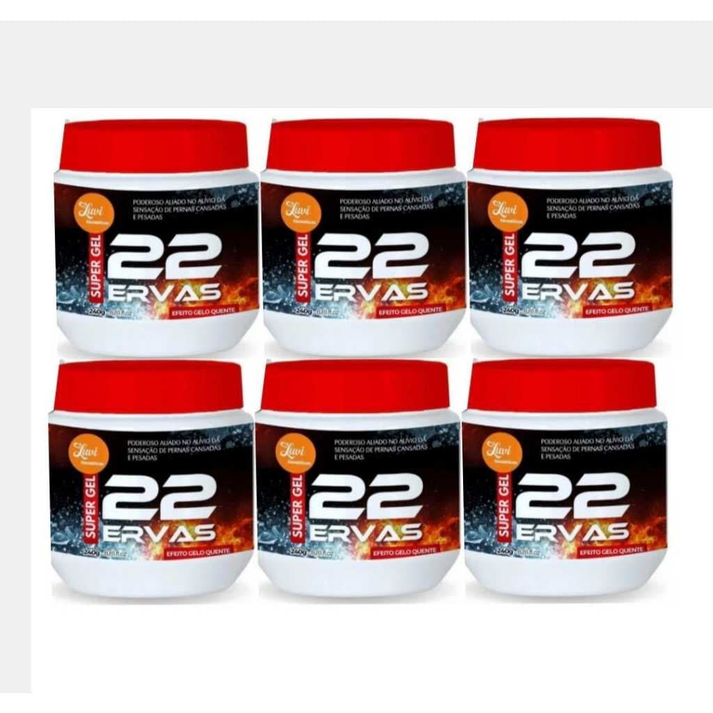 Kit com 6 unidades de super gel 22 ervas 240g efeito gelo quente. PRODUTO NOVO!