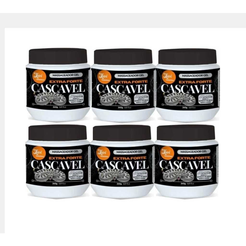 KIT com 6 UNIDADES Gel Massageador Cascavel Extra Forte 240g com extrato de arnica e erva de santa maria. Produto novo!