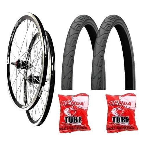 Par De Roda Aero 26x1.9 + 2 Pneus Praieiro ( LISO ) + Câmaras Para Bicicleta MTB