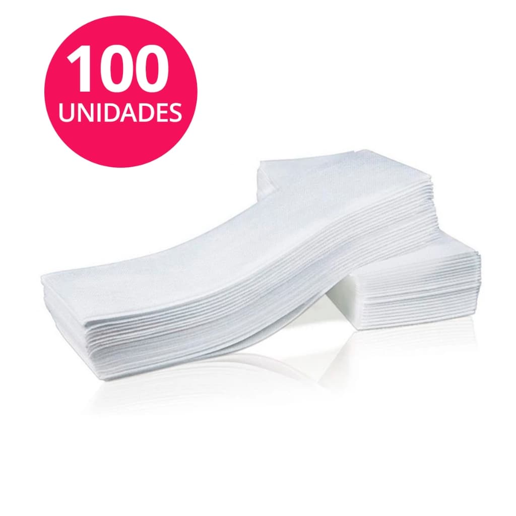 Lenço TNT 23x7,2cm p/ Depilação – 100 Unidades | Resistente e Suave na Pele