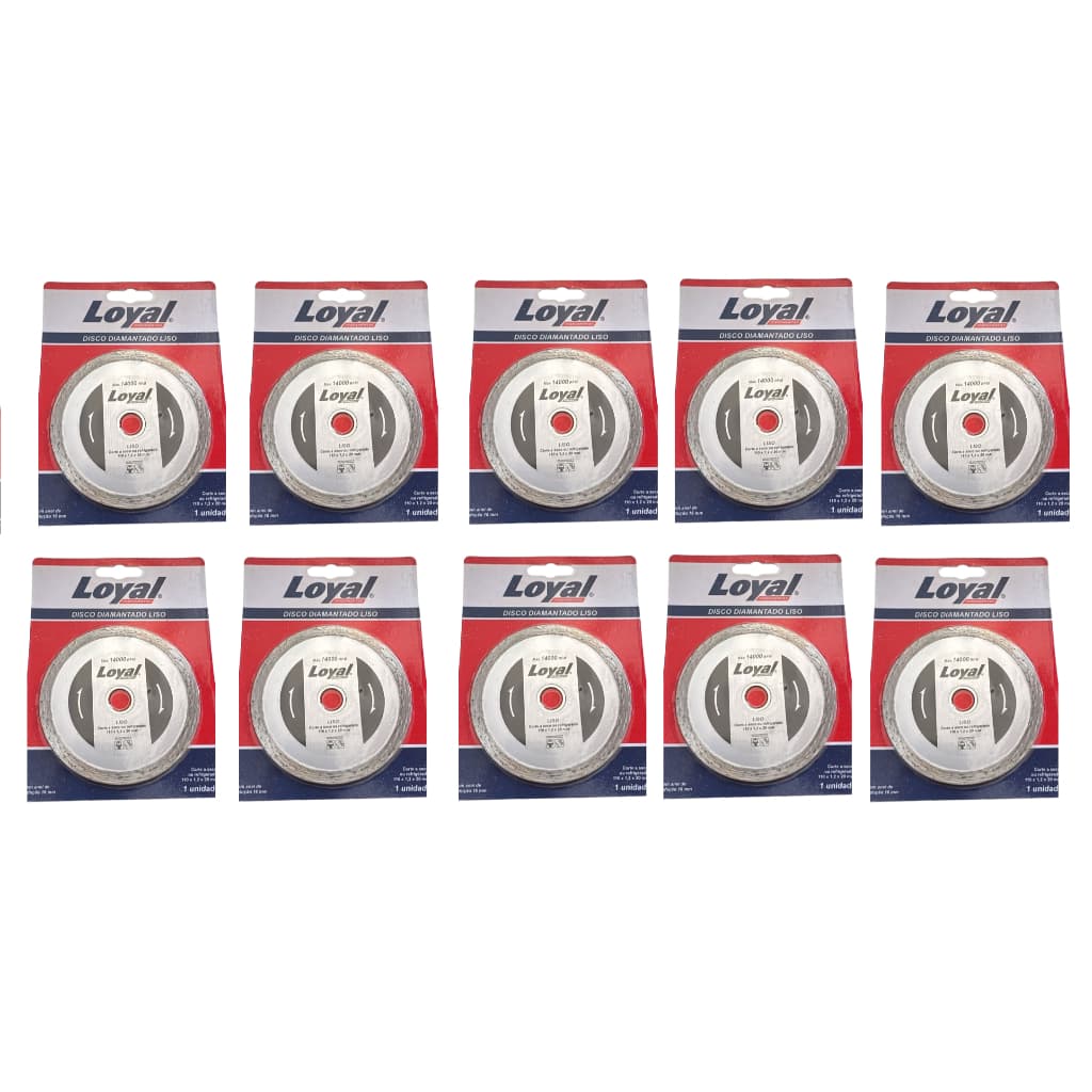 kit 10 discos de corte Loyal Diamantado Liso 110mm x 20mm