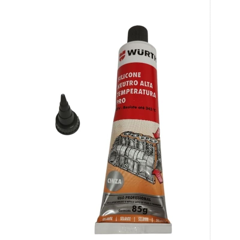 Cola Silicone Neutra Alta Temperatura 343°C PRÓ WURTH Cor Cinza 85g