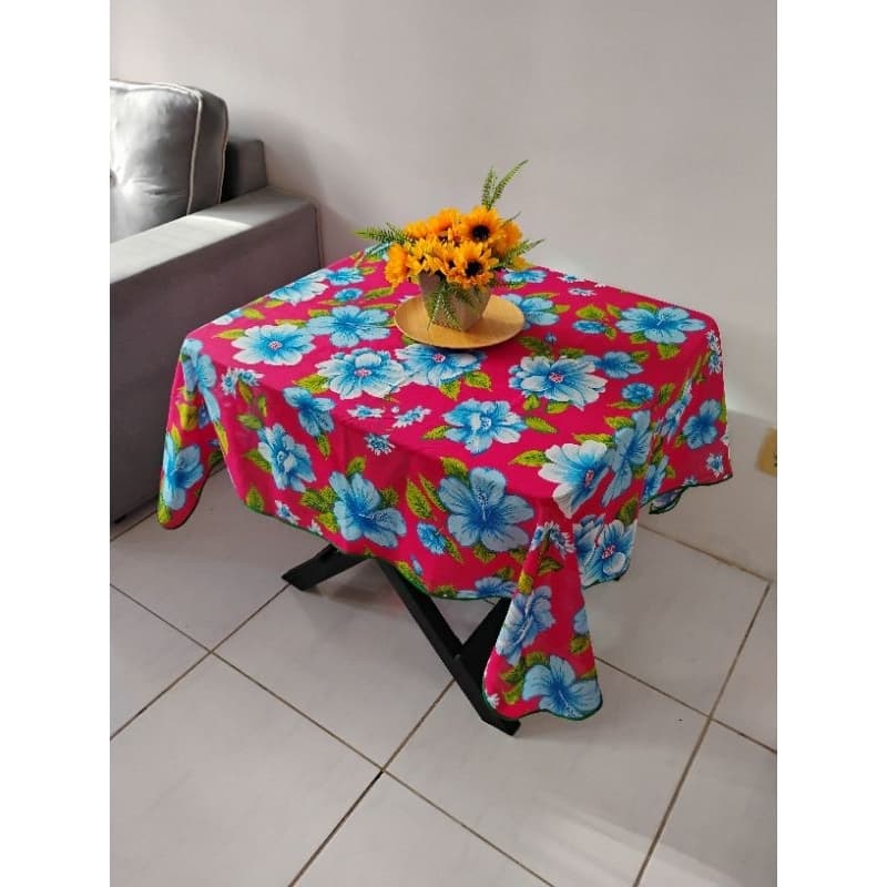 Toalha de Mesa Quadrada De Chita 4 Lugares com Viés Fafaty