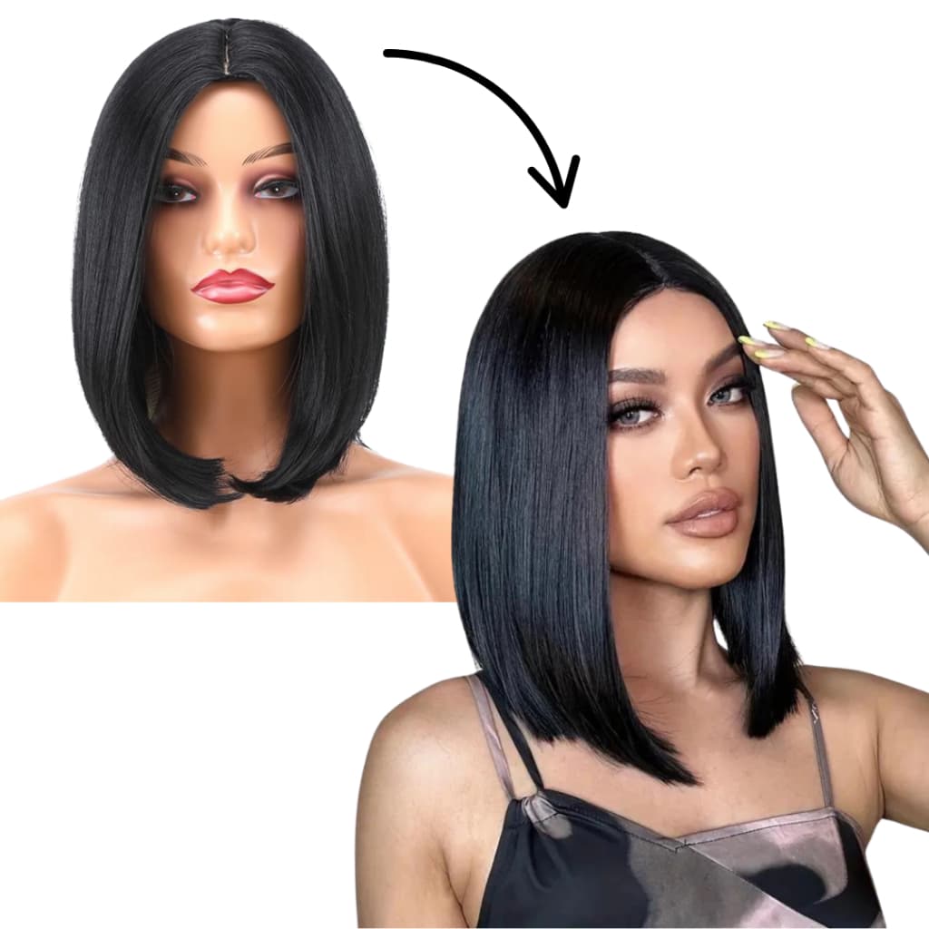 Peruca Wig 30cm Curta Sem Franja Weng Orgânica Idêntico Ao Humano