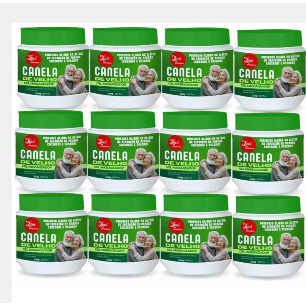 Kit com 12 gel massageador canela de velho para dores 240g cada. PRODUTO NOVO! LOJA COM MAIS DE 21 MIL VENDAS!!