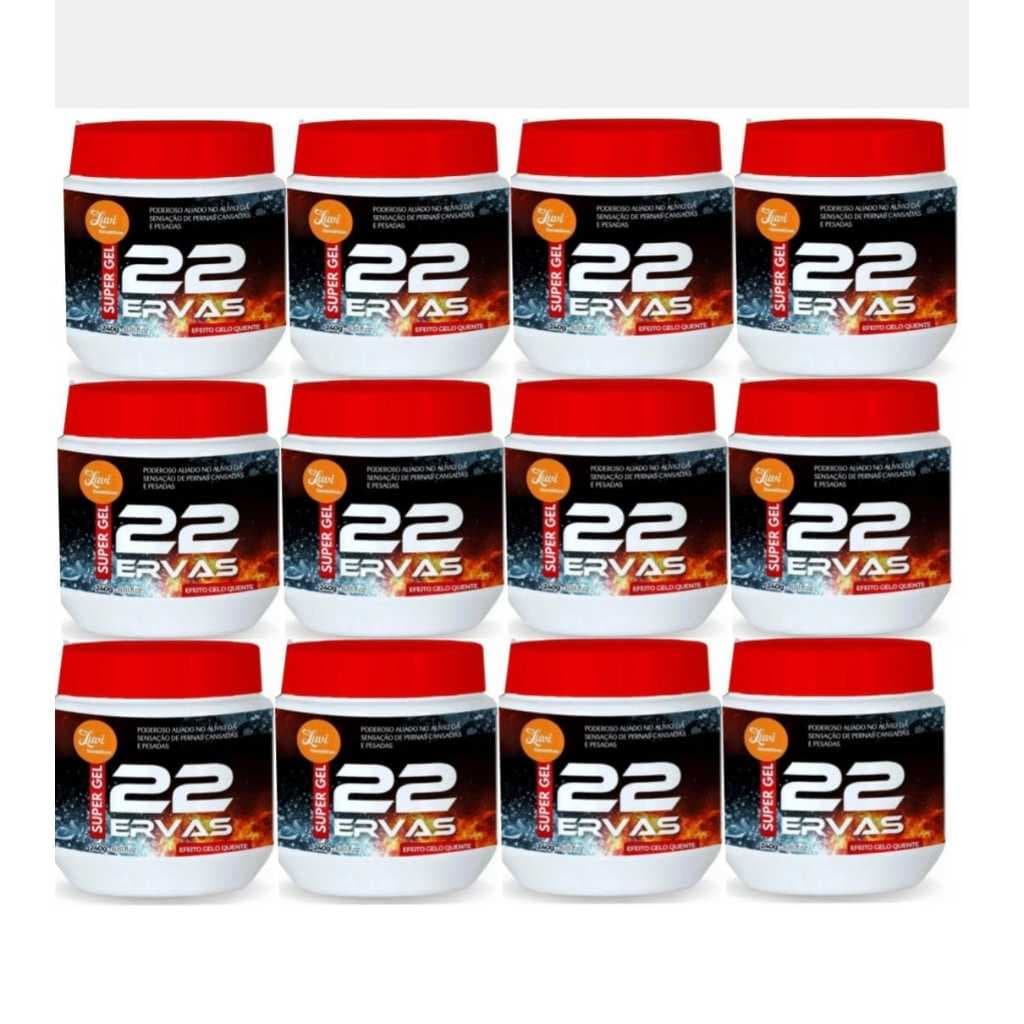 Kit com 12 unidades de super gel 22 ervas 240g efeito gelo quente. PRODUTO NOVO!