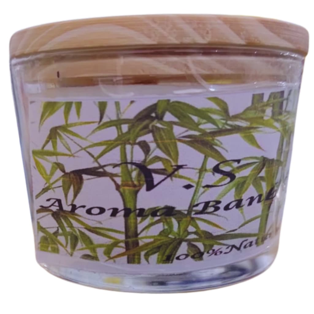 Vela Perfumada Aromática  No Copo De Vidro 265ml Com Aroma De Bambu