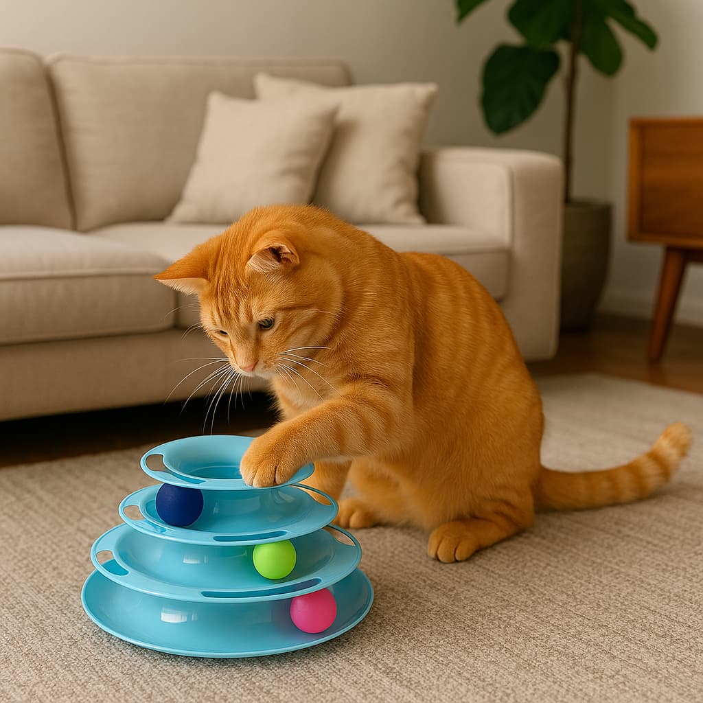 Torre de Bolinhas Interativa para Gato Brinquedo Estimulante com Camadas e Bolinhas Coloridas Pet