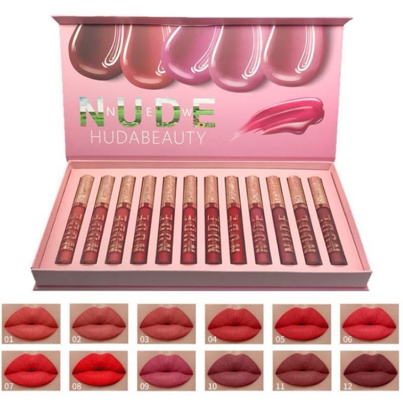 Batom liquido Nude Huda Beauty fosco gloss brilho maquiagem