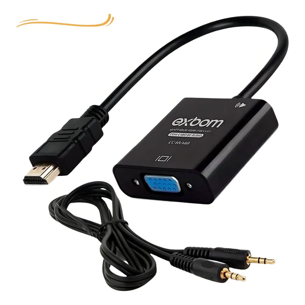 Cabo Conversor De Hdmi Para Vga Adaptador Com Saída P2 Áudio