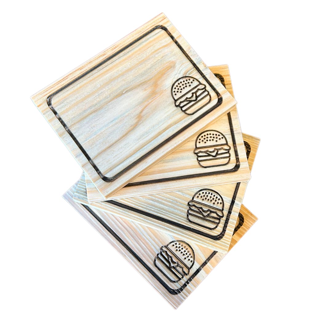 Kit 10 Tábua para Lanche Personalizada Madeira Pinus