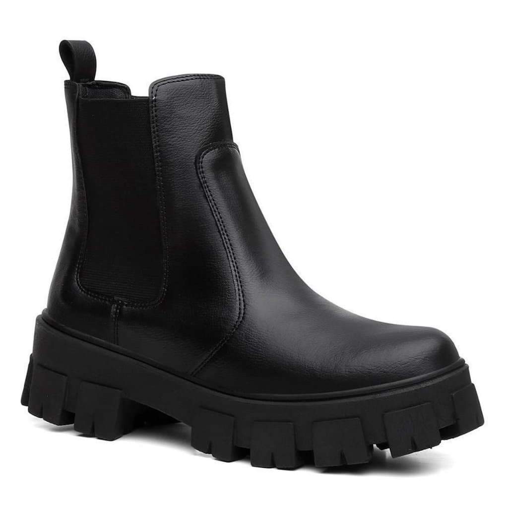 Coturno Bota Feminino Cano Médio Tratorada Blogueira Tendência Confortável Casual