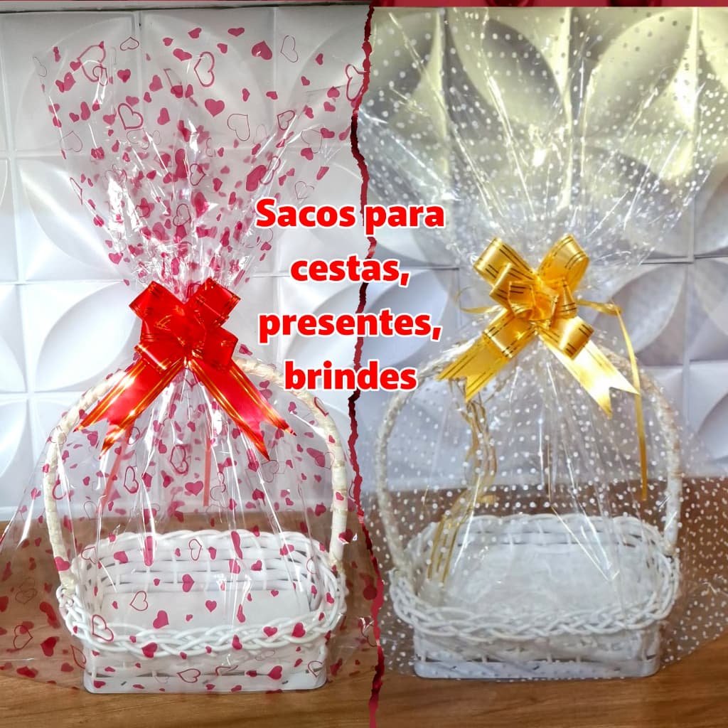Sacos para Cestas, Presentes e Brindes Saquinho transparente e estampado para doces e Lembrancinhas