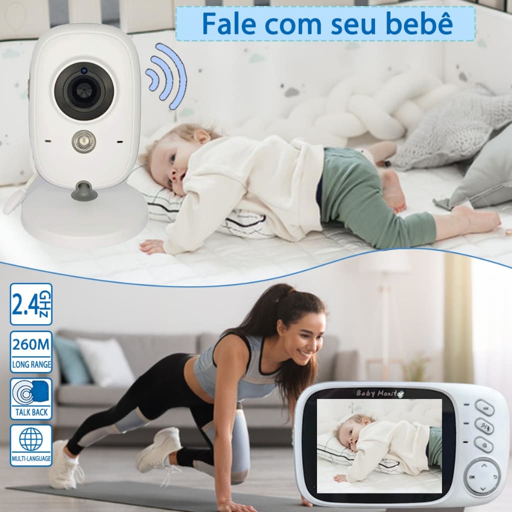 Baby Monitor Vb603 Baba Eletrônica Com Monitor 110/220v branco