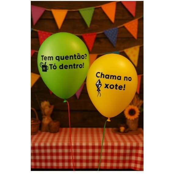 Adesivo Vinil Personalizado para Balão-Tema Festa Junina-Frases-Elementos Decorativos- Balão Bubble