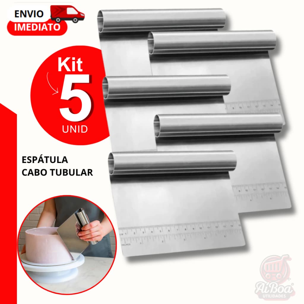Espátula Tubular Bolos Massas Legumes Chocolate Cabo Tubular pra Confeiteiro Cozinha Restaurante Kit 5, 4 ou 3