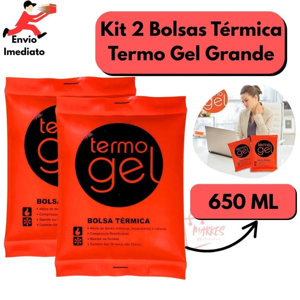 Kit 2 Bolsas Térmica Termo Gel Grande 650 ML Para Compressa Fria ou Quente Alivio Nas Dores