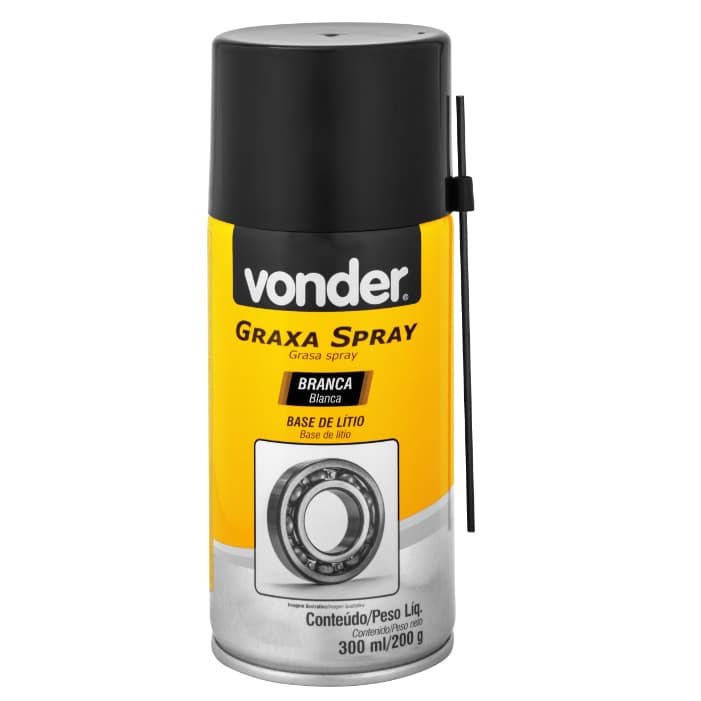 Graxa em spray branca base de lítio 300 ml/200g Vonder