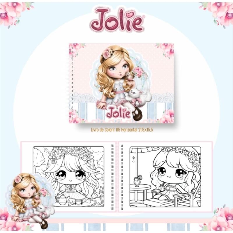 Livro de Colorir Jolie com 50 folhas A4 grande