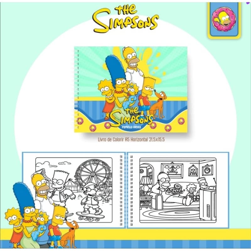 Livro de Colorir os Simpsons com 50 folhas A4 grande