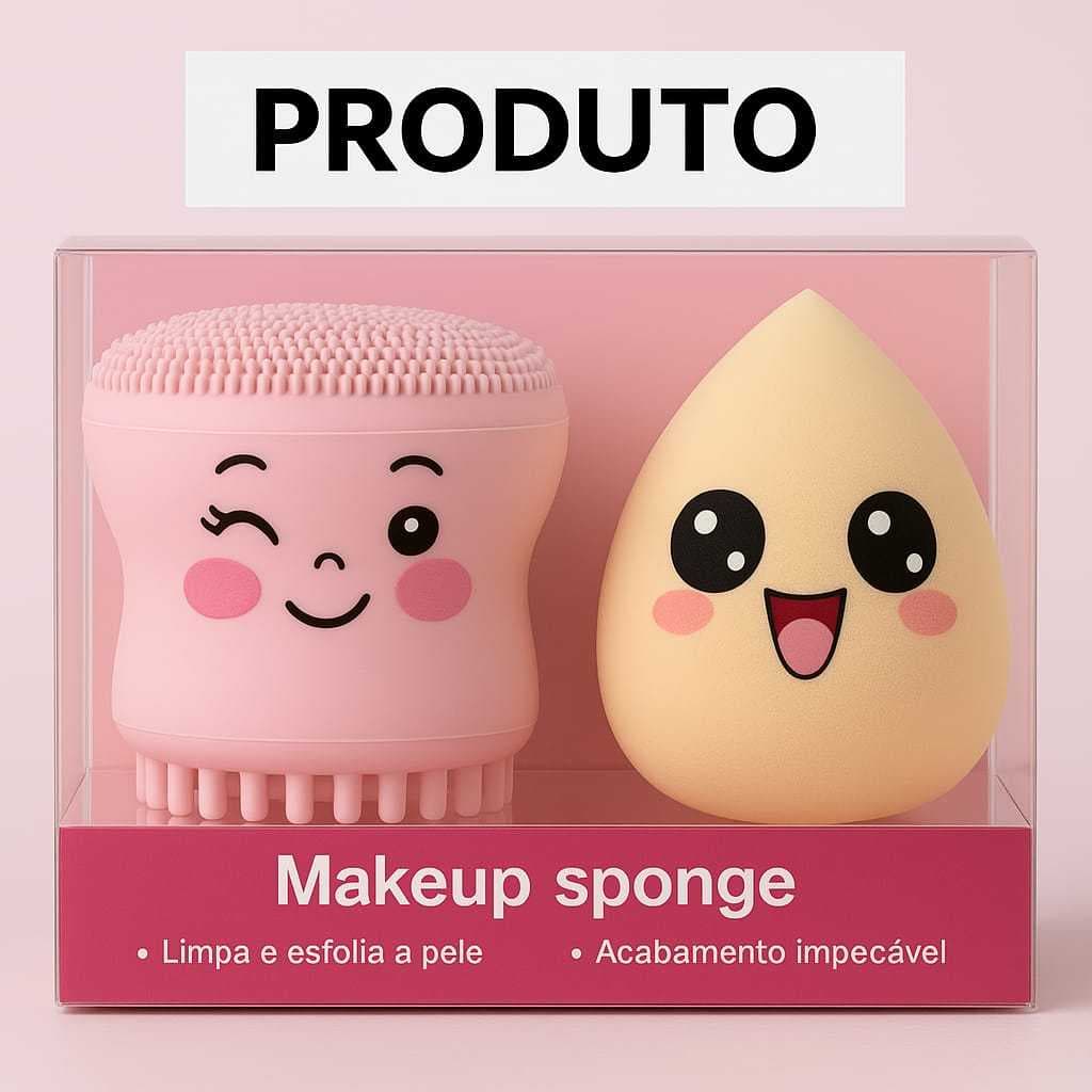 kit esponjas polvo + gota chanfrada maquiagem
