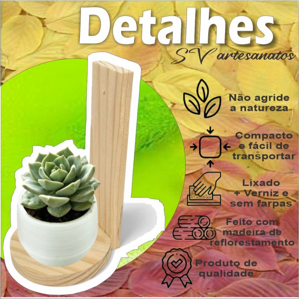 KIT 6 Prateleiras decorativas suspensa nicho de parede suporte de madeira pinus para vasos suculenta