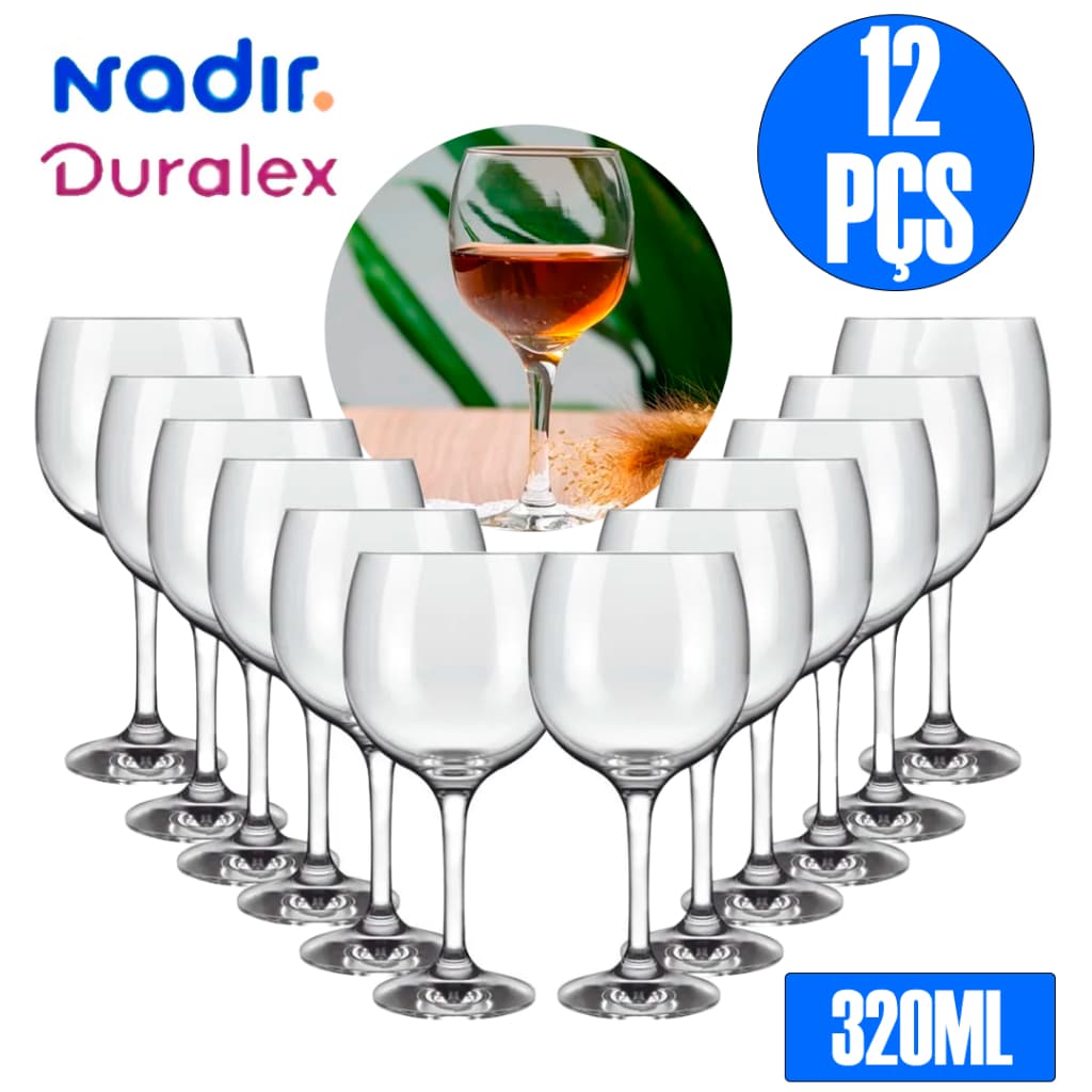 Jogo Kit 12 Taças Royal Gran Vinho 320ml Vidro Resistente Nadir Figueiredo de Casamento Drink Buffet