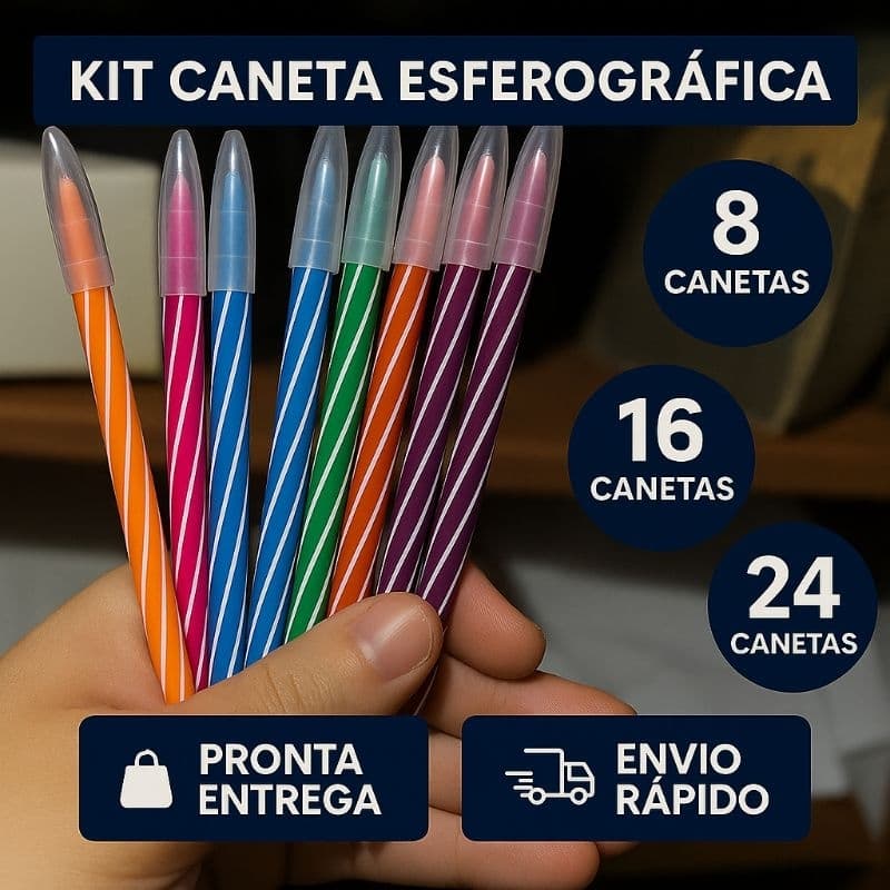 Kit Caneta Esferográficas CIS 0.7mm - Cores Variadas - Escritório - Escola - Papelaria - Uso Diário