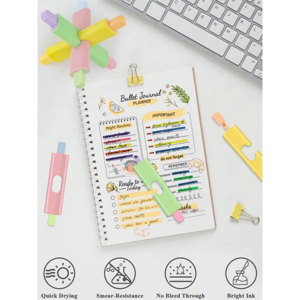 Conjunto Marca texto com 3 peçasCaneta Marca-Texto Luban Lock, Caneta Marca-Texto Cubo Mágico de Bloqueio com duas cores