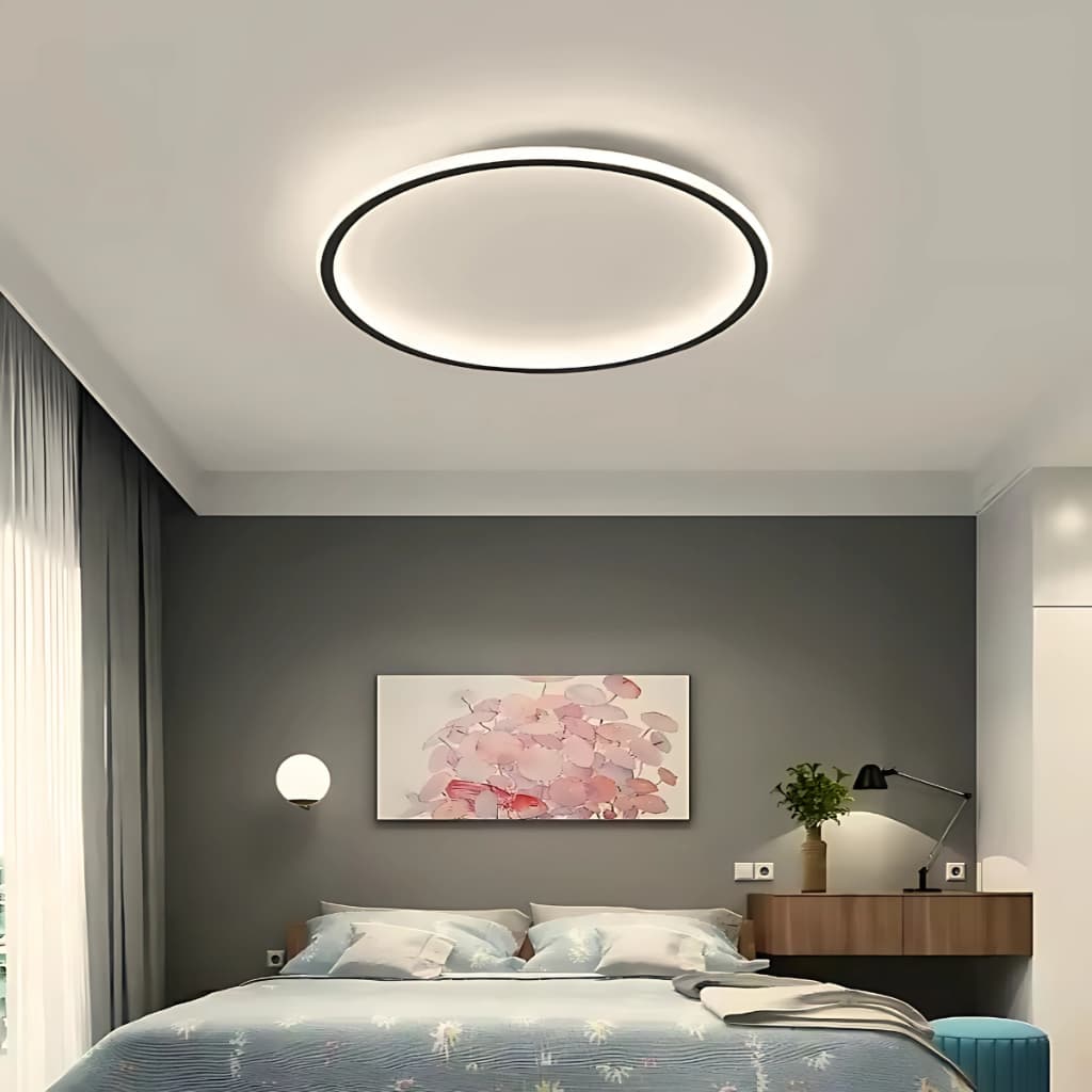Luminária Plafon De Teto Minimalista 1 Anel Preto, Dourado ou Branco Lustre