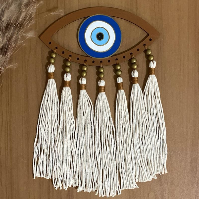 Olho Grego com Macramê Amuleto de Proteção Decoração Mandala