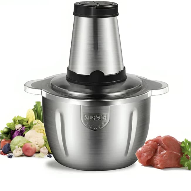 Picador De Alimentos 2L 3L Moedor Elétrico Triturador Potente Carne Legumes Temperos  Inox 110v/220v
