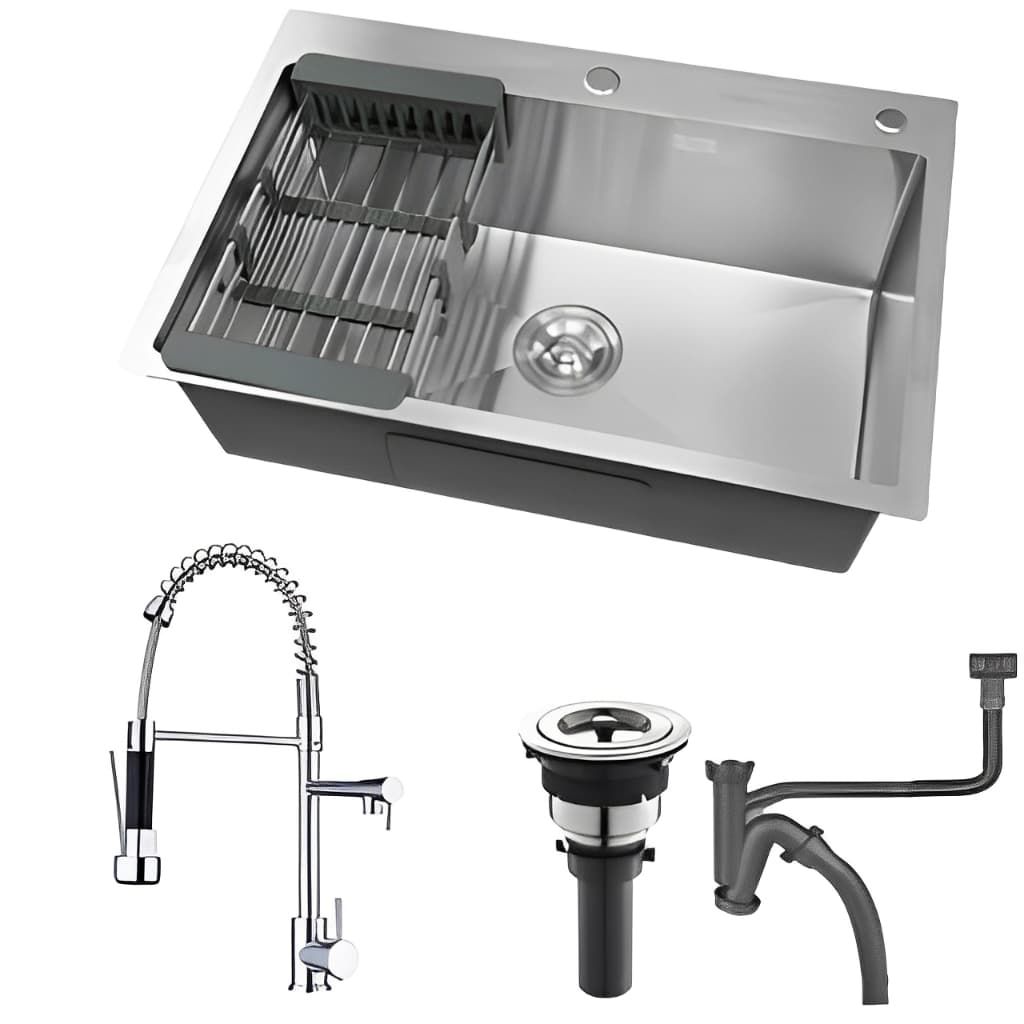 Cuba Inox Escovado Quadrada 68x45 Gourmet Com Acessórios, é Torneira