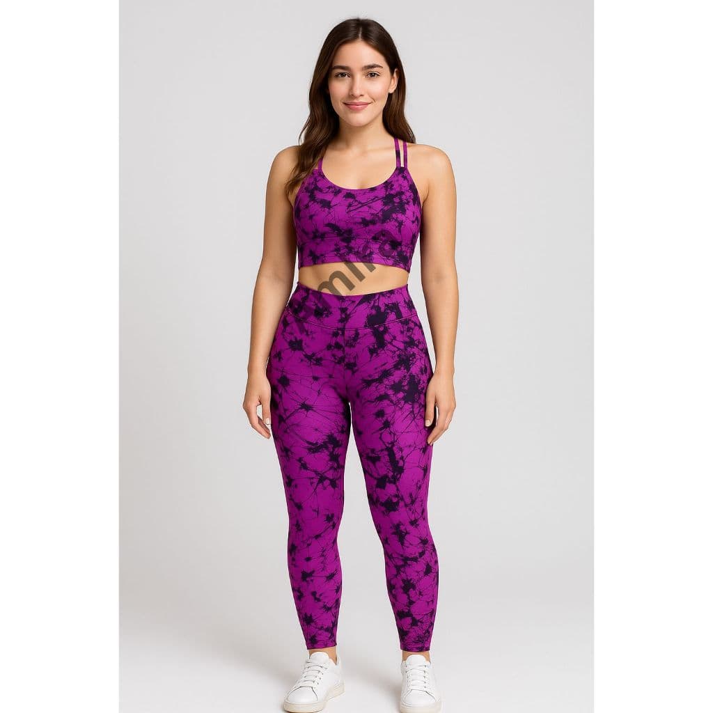 Conjunto Academia Marmorizado Calça + Top Com Bojo