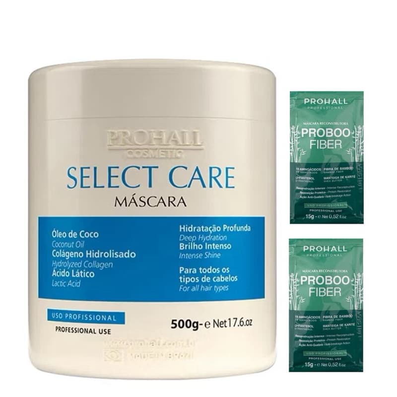 Máscara Pós Progressiva Select Care Prohall Pós Química 500g + 2 Sachês Hidratação de Brinde