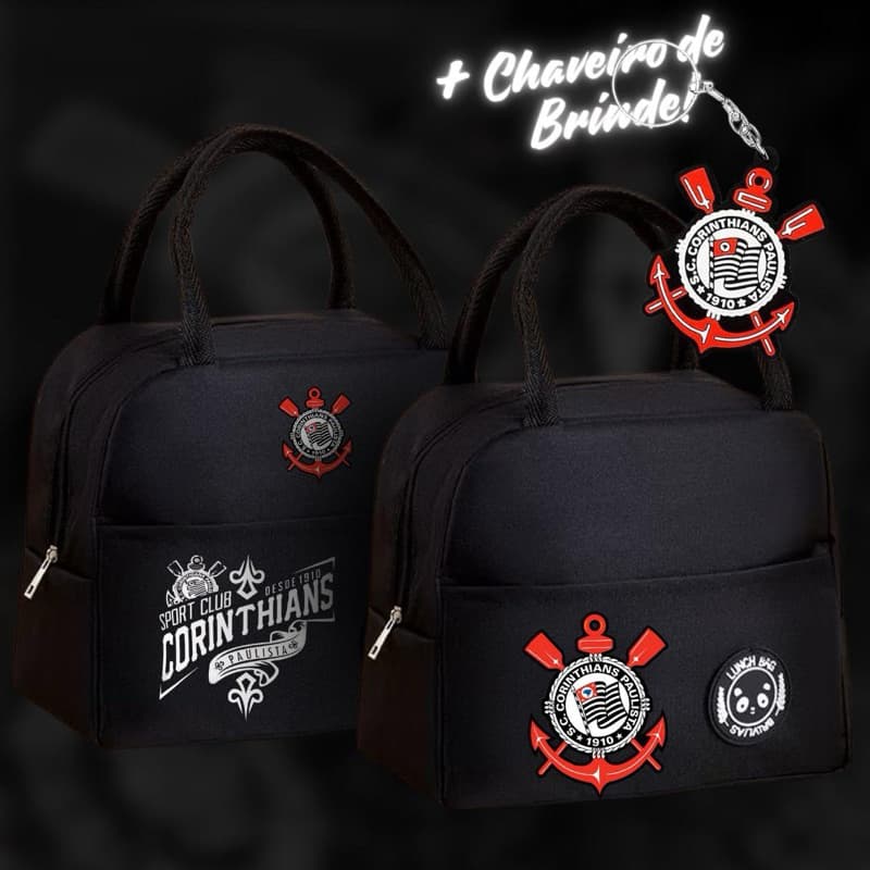 Bolsa Térmica Personalizada do Corinthians + Chaveiro especial/ Qualidade impecável/ Resistente
