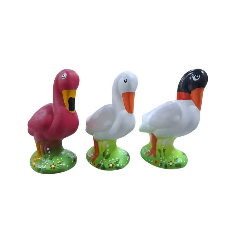 Trio aves decorativo em cerâmica