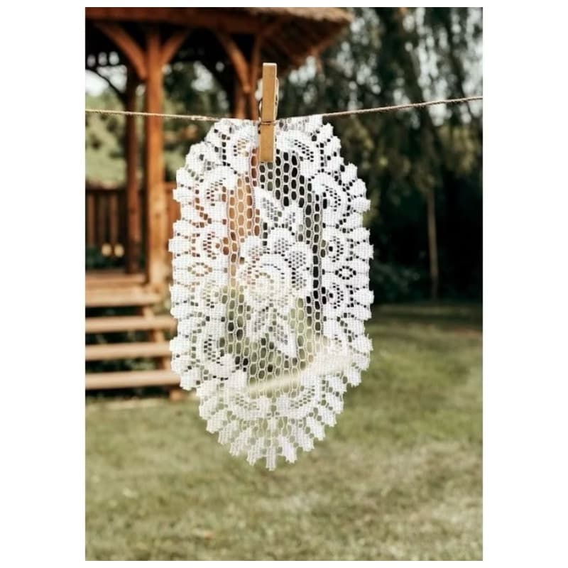 TOALHA DECORATIVA DE BANDEJA ARTESANAL RENDA GARDÊNIA PEQUENA 20cm X 35cm - BRANCA