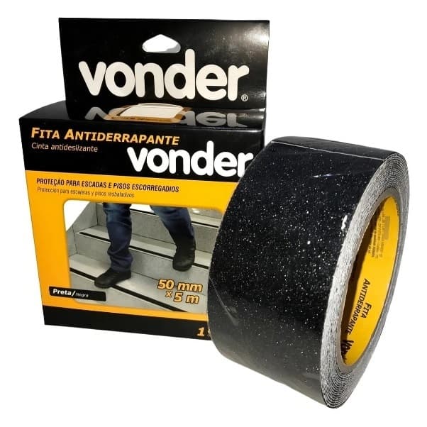 Fita Antiderrapante Lixa Para Pisos Escorregadios 5m X 50mm Cor Preto