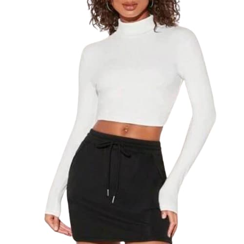 Cropped Gola Alta Manga Longa Em Suplex/ESTILOSO/FASHION