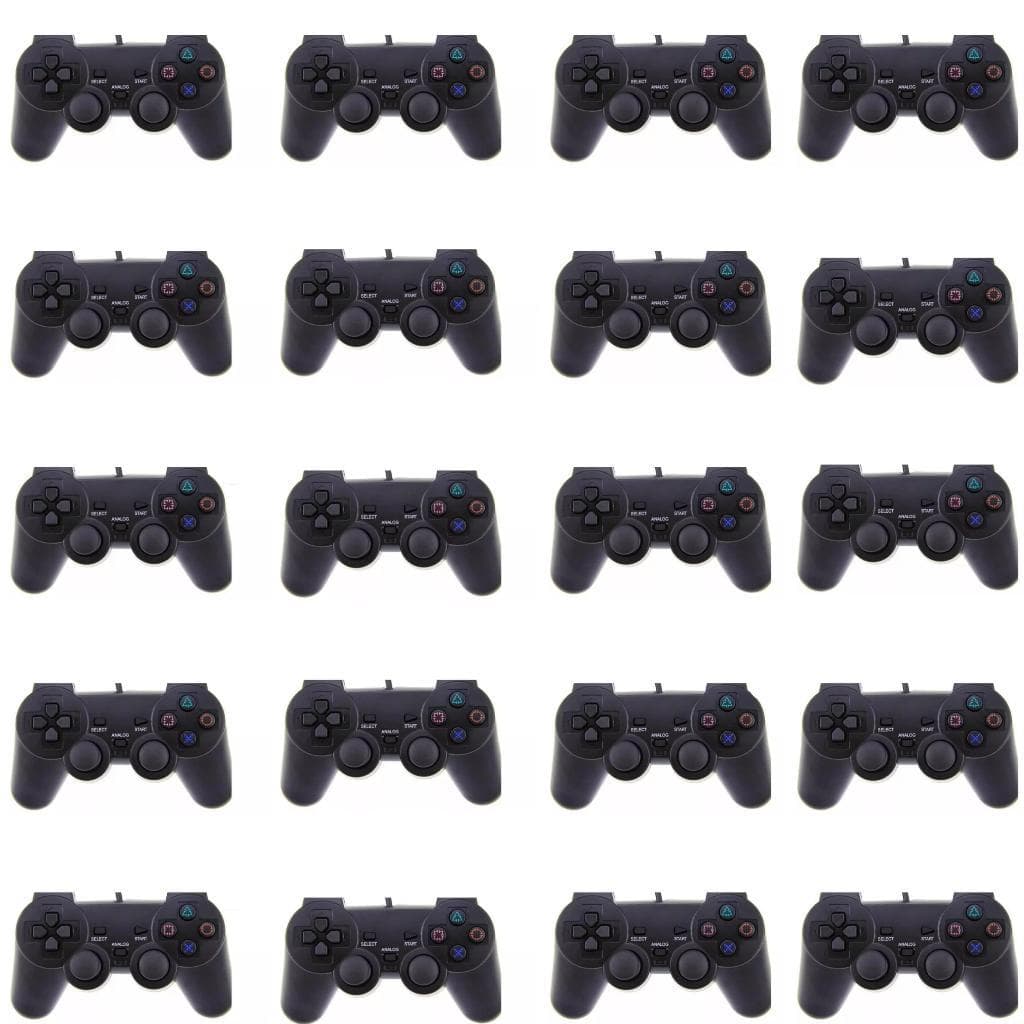 Kit 100 Controle para Playstation 2 / PS2 com fio Cor Preto Fosco