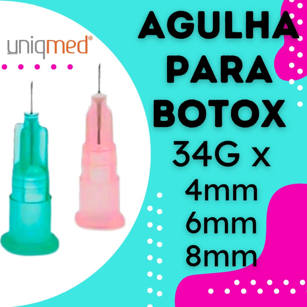 Agulhas de Lebel - Microagulhas Uniqmed 34GX4mm, 34GX6mm e 34GX8mm Mesoterapia, Botox e SkinBooster
