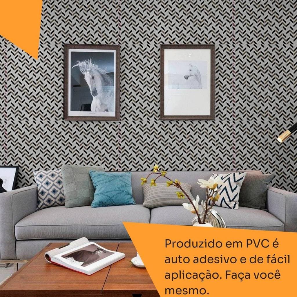 Papel de Parede Adesivo PVC Estampa Zig Zag 45cm x 5 Metros Decoração Parede Móveis Bancadas Top
