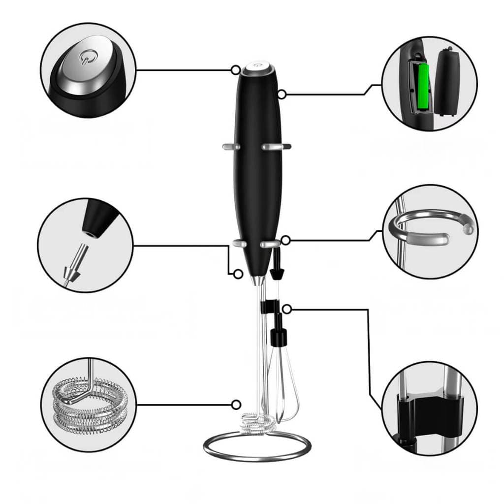 Mixer Portátil Elétrico Com Batedor De Espuma E Fouet